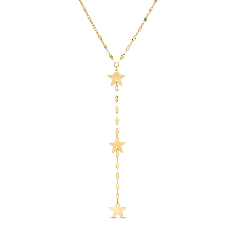 Triple Star "Y" Necklace in 10K Gold