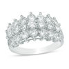 Thumbnail Image 0 of Cubic Zirconia Triple Row Pyramid Ring in Sterling Silver - Size 7