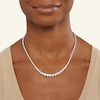 Thumbnail Image 2 of Cubic Zirconia Graduating Tennis Necklace in Solid Sterling Silver