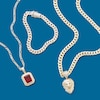 Thumbnail Image 1 of Emerald-Cut Red Cubic Zirconia and 1/10 CT. T.W. Diamond Necklace Charm in Sterling Silver with 14K Gold Plate
