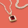 Thumbnail Image 2 of Emerald-Cut Red Cubic Zirconia and 1/10 CT. T.W. Diamond Necklace Charm in Sterling Silver with 14K Gold Plate