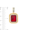 Thumbnail Image 3 of Emerald-Cut Red Cubic Zirconia and 1/10 CT. T.W. Diamond Necklace Charm in Sterling Silver with 14K Gold Plate