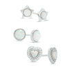 Thumbnail Image 0 of Lab-Created Opal and Cubic Zirconia Stud Earrings Set in Sterling Silver
