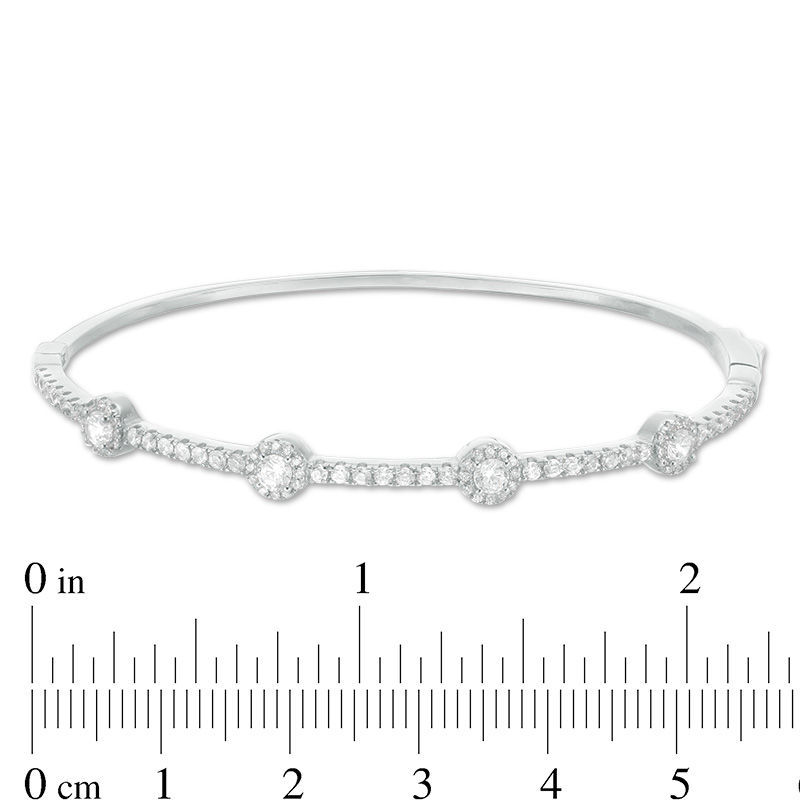 Cubic Zirconia Frame Station Bangle in Sterling Silver