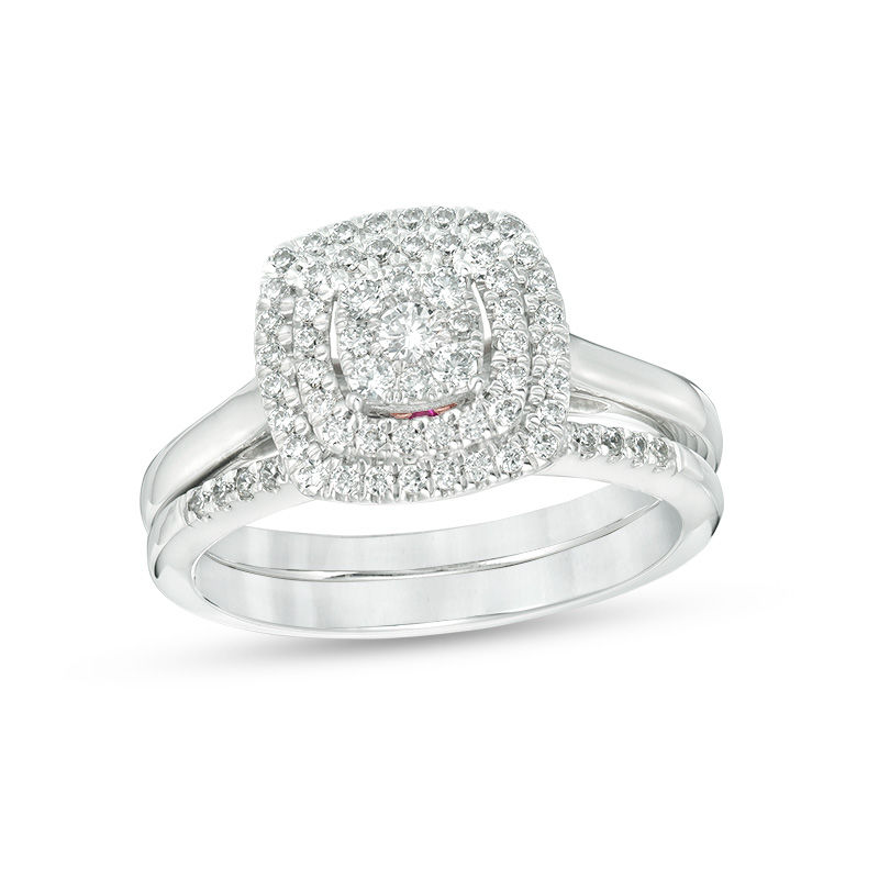 1 2 Ct T W Certified Cushion Composite Diamond With Pink