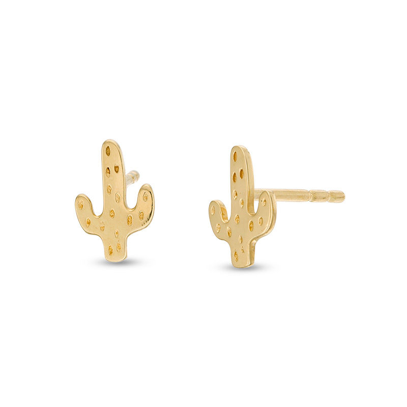Cactus Stud Earrings in 10K Gold