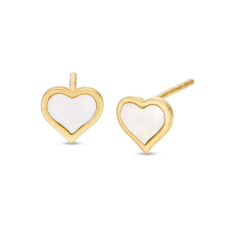 Heart-Shaped Mother-of-Pearl Stud Earrings in 10K Gold | View All ...