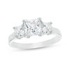 Thumbnail Image 0 of 6mm Princess-Cut Cubic Zirconia Three Stone Engagement Ring in 10K White Gold - Size 7