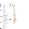 Thumbnail Image 1 of 014 Gauge Cubic Zirconia Leaf Dangle Belly Button Ring in 10K Gold
