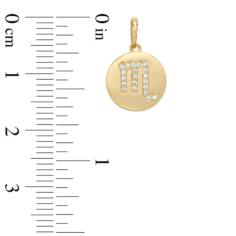 Cubic Zirconia Scorpio Zodiac Sign Disc Necklace Charm in 10K Gold