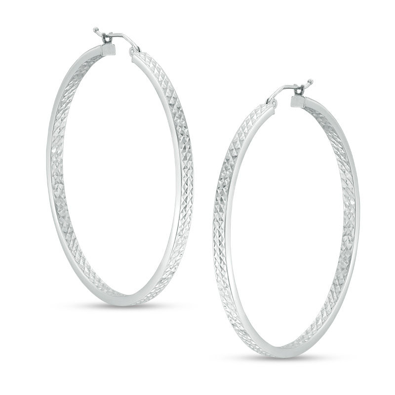 50mm Diamond-Cut Inside-Out Hoop Earrings in Hollow Sterling Silver