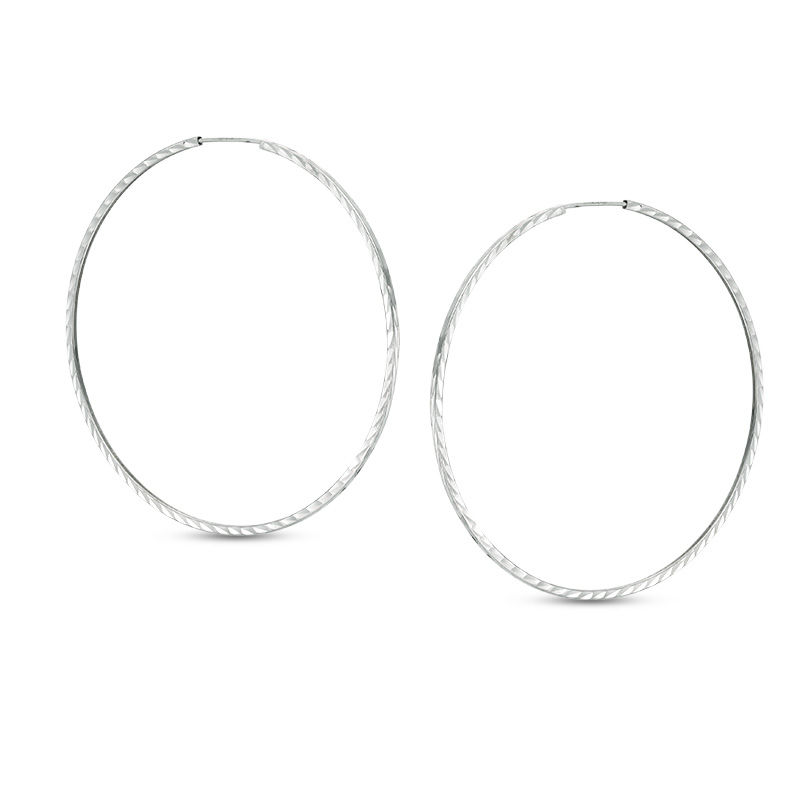 60mm Diamond-Cut Endless Tube Hoop Earrings in Sterling Silver