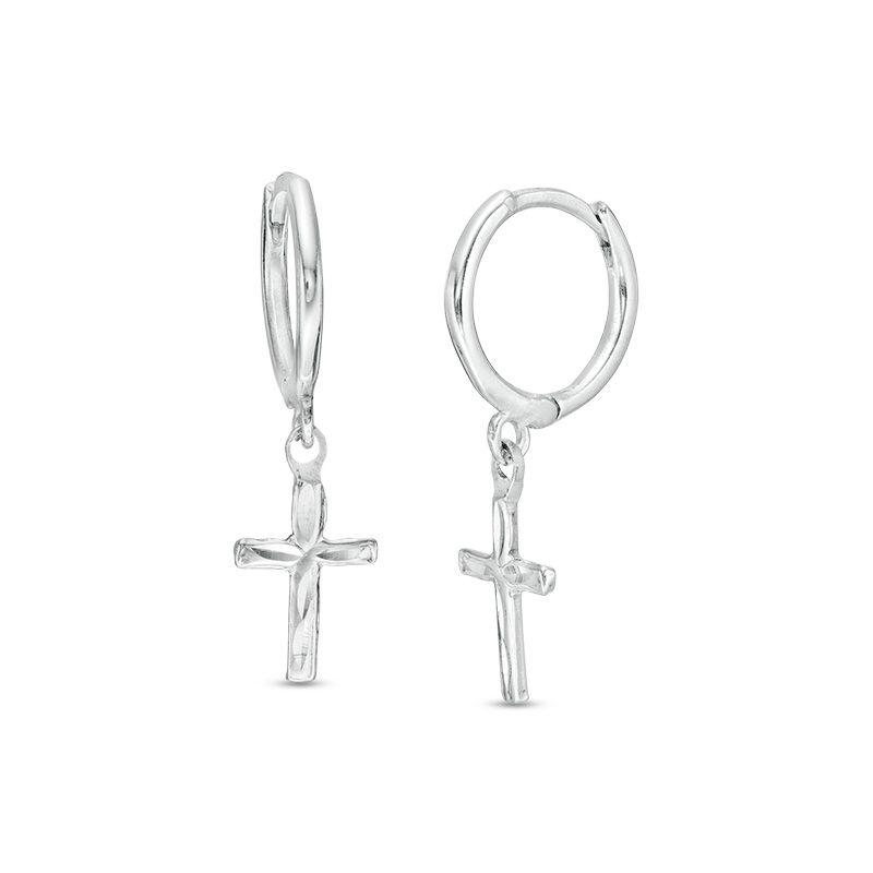 MINA 3 pairs gold plated cross hoop earrings cubic zirconia cross small hoop sterling silver stud cross earrings set for women girls