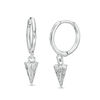 Thumbnail Image 0 of Diamond-Cut Arrowhead Dangle Huggie Hoop Earrings in Solid Sterling Silver