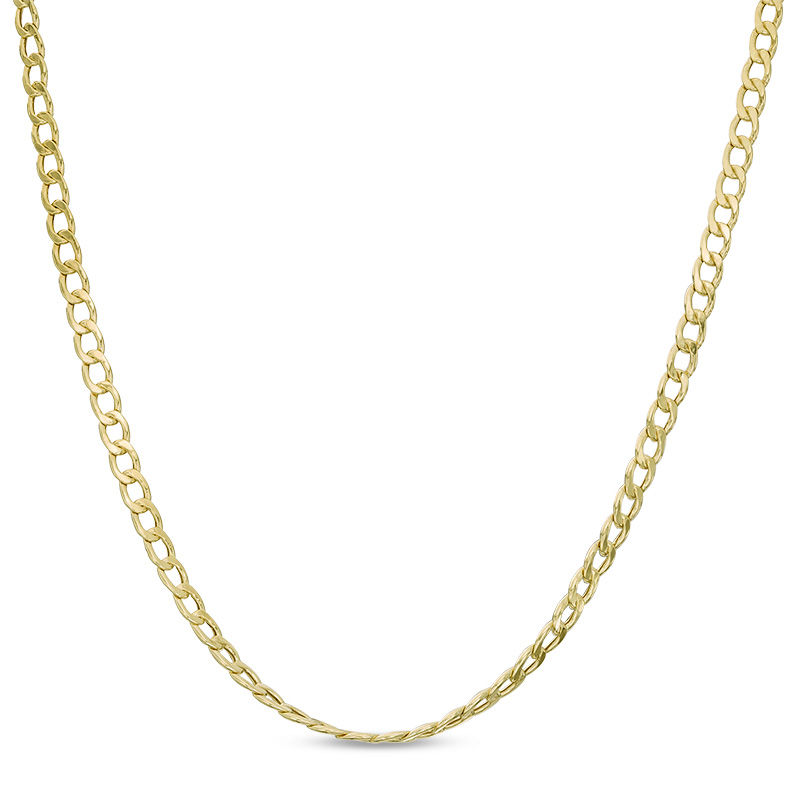 Made in Italy 080 Gauge Air Solid Curb Chain Necklace in 10K Hollow Gold - 30"