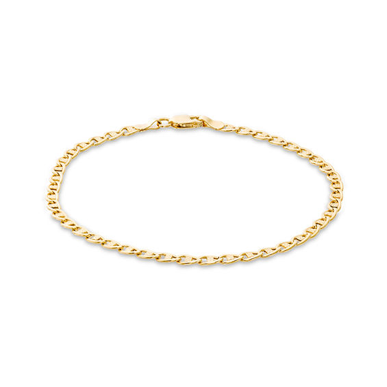 10K Gold 3mm Diamond-Cut Mariner Chain Bracelet - 7.5