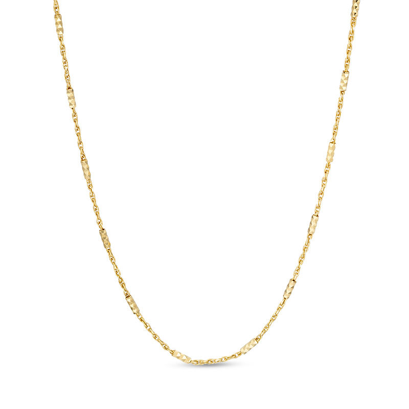 Diamond-Cut Bar Station Rope Chain Necklace in 10K Gold - 18"