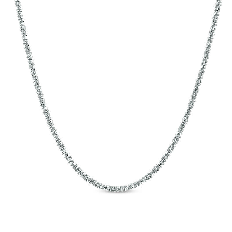 030 Gauge Sparkle Bead Chain Choker Necklace in Sterling Silver - 16"