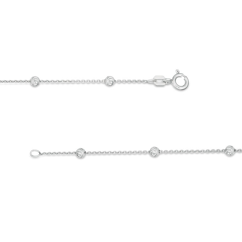 Diamond-Cut Hollow Bead Station Necklace in Sterling Silver