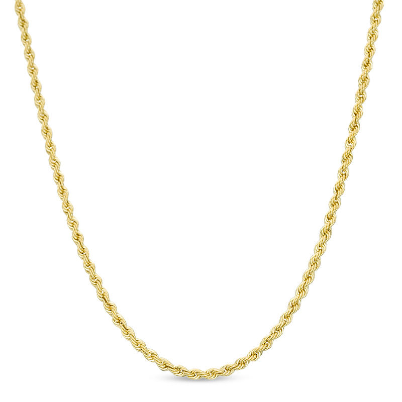 016 Gauge Hollow Rope Chain Necklace in 14K Gold - 22"