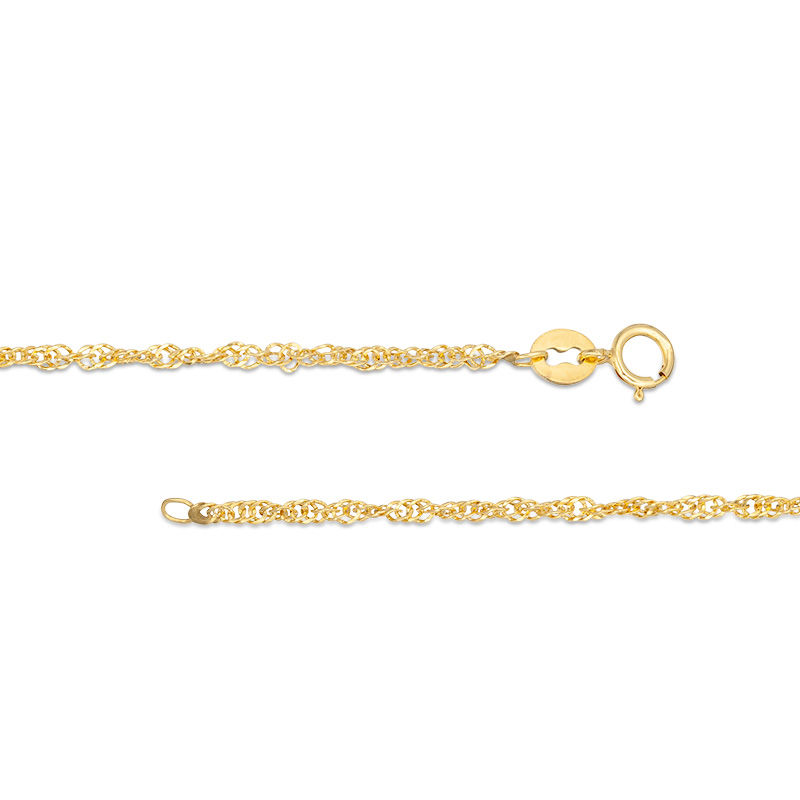 Child's 030 Gauge Hollow Singapore Chain Necklace in 14K Gold - 13"