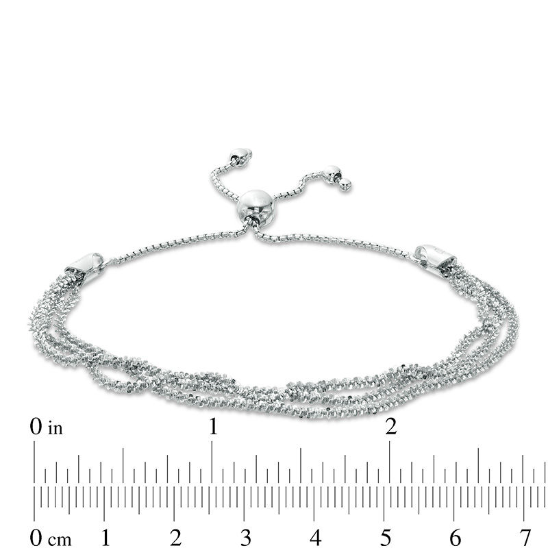 Multi-Strand Sparkle Bead Bolo Bracelet in Sterling Silver - 9.25"