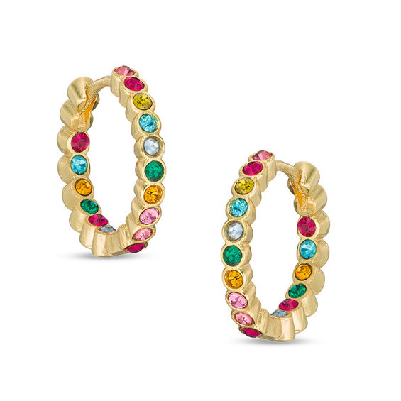 Child's Multi-Color Inside-Out Hoop Earrings in Brass with 18K Gold ...