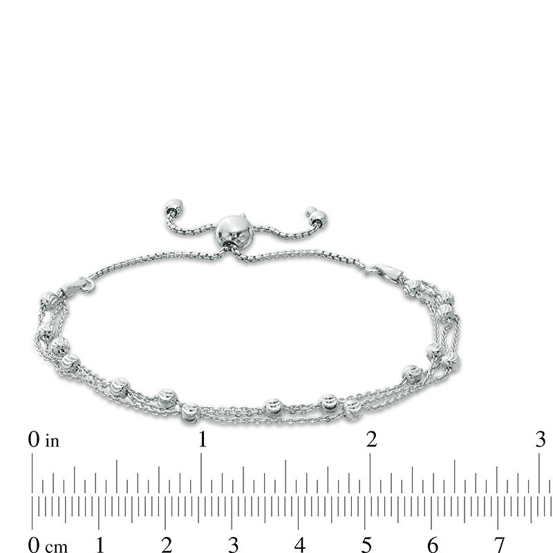 Diamond-Cut Bead Multi-Strand Bolo Bracelet in Sterling Silver - 9.25"