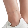 Thumbnail Image 2 of Solid Sterling Silver Diamond-Cut Bead Station Anklet Made in Italy