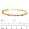 Thumbnail Image 1 of Child's Pink Crystal Hinged Bangle in Brass with 18K Gold Plate - 5.9"