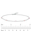 Thumbnail Image 1 of Pink Cubic Zirconia Bead Anklet in Sterling Silver - 10"
