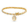 Thumbnail Image 0 of Diamond Accent Beaded Saint Christopher Charm Twisted Link Bracelet in Sterling Silver with 18K Gold Plate - 7.25"