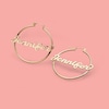 Thumbnail Image 2 of 45mm Script Name Tube Hoop Earrings in Sterling Silver with 14K Gold Plate (1 Line)
