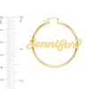 Thumbnail Image 3 of 45mm Script Name Tube Hoop Earrings in Sterling Silver with 14K Gold Plate (1 Line)
