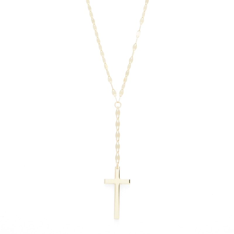 Made in Italy Cross "Y" Necklace in 10K Gold - 22"