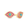 Thumbnail Image 0 of Simulated Turquoise and Red Cubic Zirconia Evil Eye Stud Earrings in 10K Gold