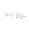 Thumbnail Image 0 of Heart-Shaped Cubic Zirconia Bow Stud Earrings in 14K Gold