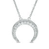 Thumbnail Image 0 of Graduated Cubic Zirconia Crescent Moon Pendant in Sterling Silver