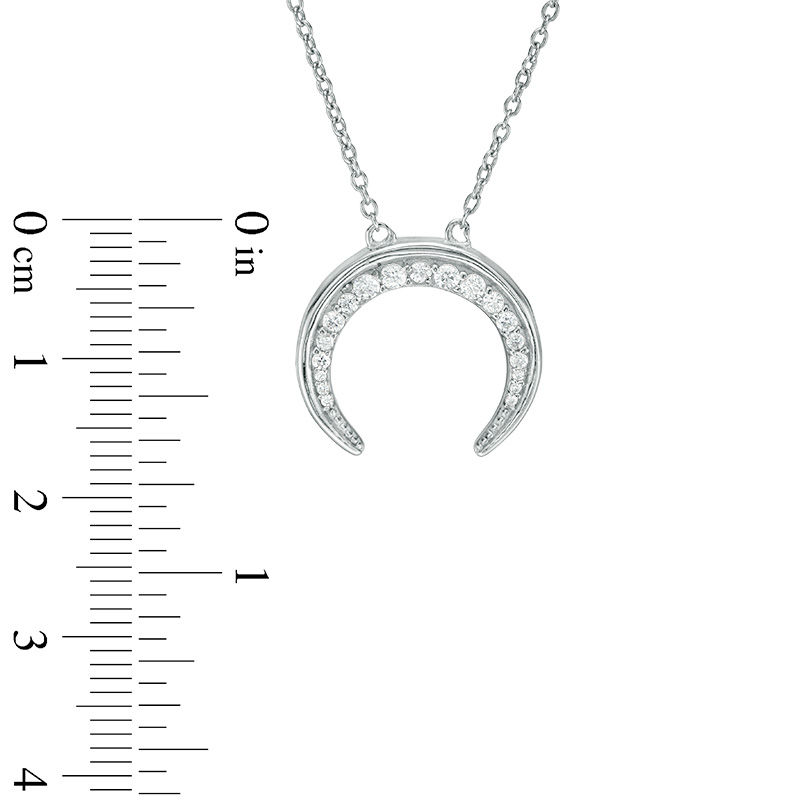 Graduated Cubic Zirconia Crescent Moon Pendant in Sterling Silver