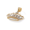 Thumbnail Image 1 of Diamond-Cut "QUEEN" Beaded Crown with Star Accent Two-Tone Necklace Charm in 10K Solid Gold