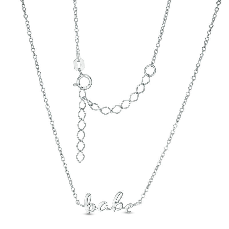 Lowercase Cursive "babe" Necklace in Sterling Silver - 19"