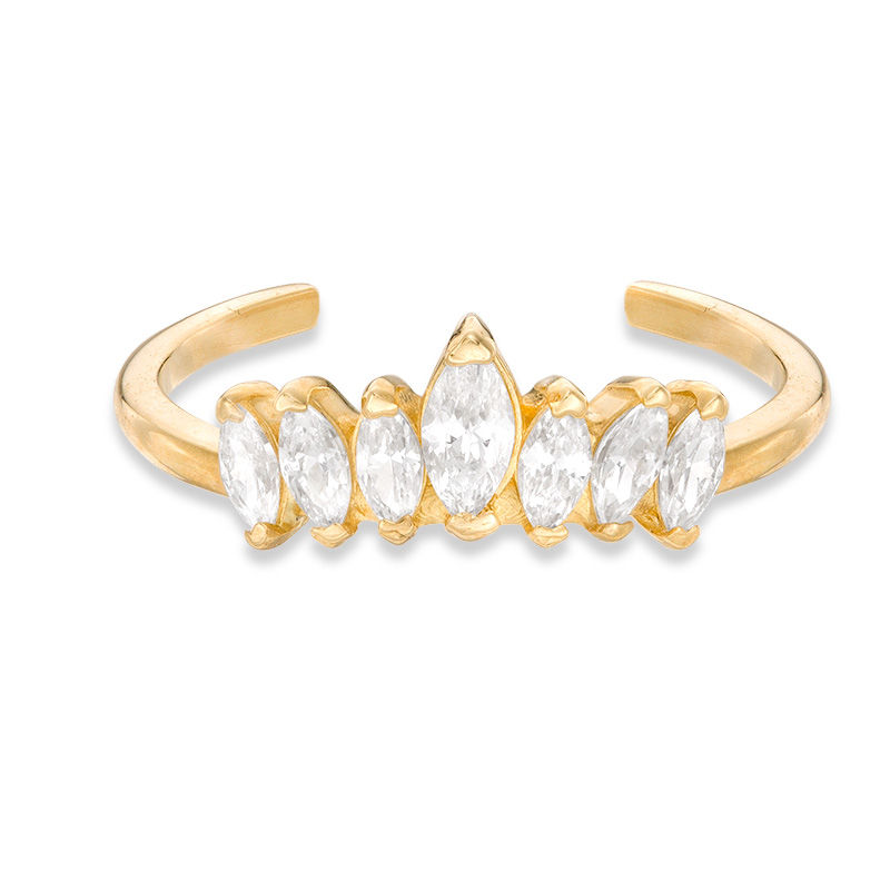Adjustable Marquise Cubic Zirconia Seven Stone Toe Ring in 10K Gold