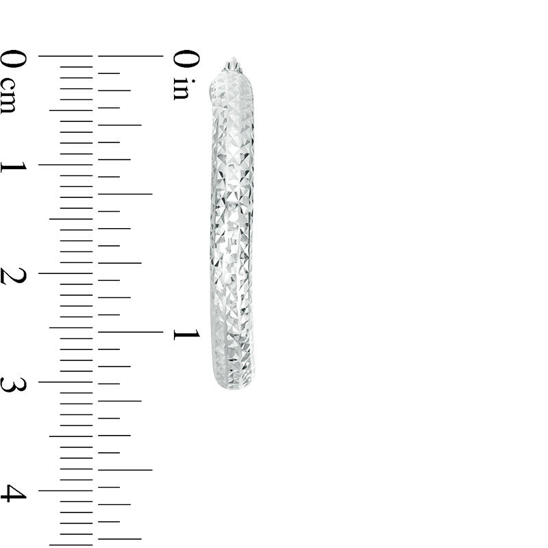 30mm Diamond-Cut Tube Hoop Earrings in Sterling Silver