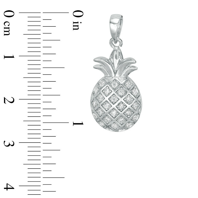 Cubic Zirconia Pineapple Necklace Charm in Sterling Silver