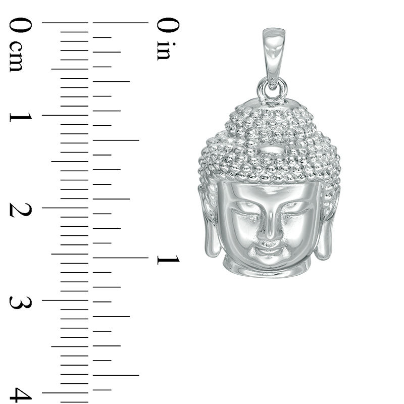 Multi-Finish Buddha Head Necklace Charm in Sterling Silver
