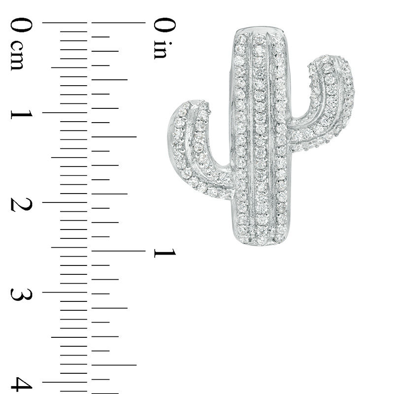 Cubic Zirconia Cactus Necklace Charm in Sterling Silver