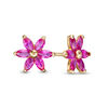 Thumbnail Image 0 of Child's Marquise Red Cubic Zirconia Flower Stud Earrings in 10K Gold