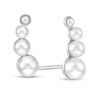 Thumbnail Image 0 of 2 - 5mm Simulated Pearl Graduated Curve Crawler Earrings in Sterling Silver