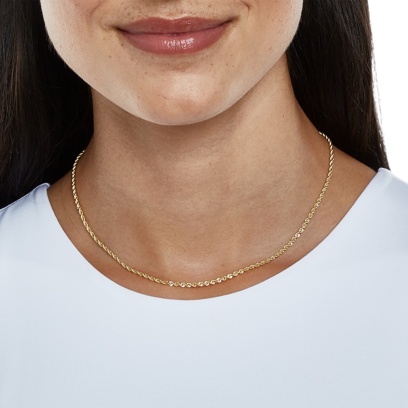 016 Gauge Rope Chain Necklace in 14K Hollow Gold - 16"