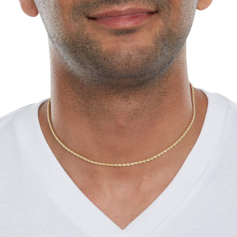 016 Gauge Rope Chain Necklace in 14K Hollow Gold - 16"